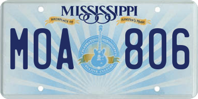 MS license plate MOA806