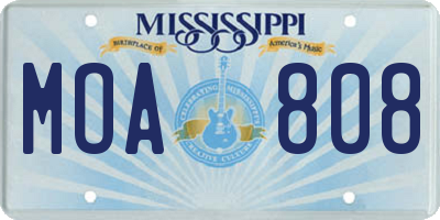 MS license plate MOA808
