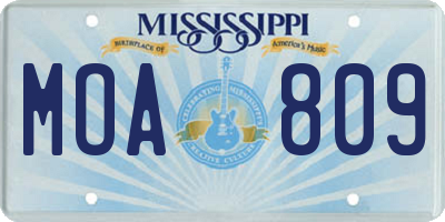 MS license plate MOA809