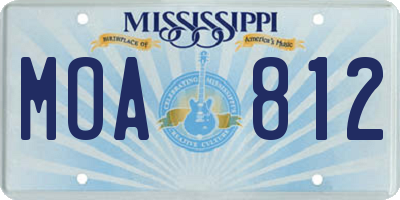 MS license plate MOA812