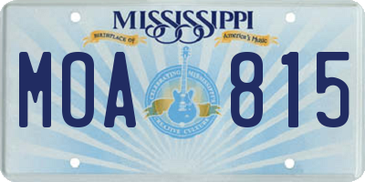 MS license plate MOA815