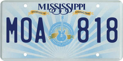MS license plate MOA818