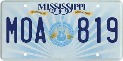 MS license plate MOA819
