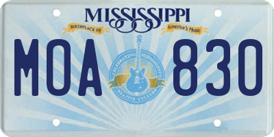 MS license plate MOA830