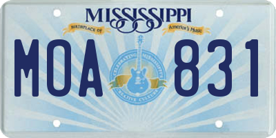 MS license plate MOA831