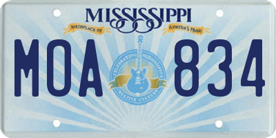 MS license plate MOA834