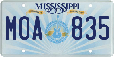 MS license plate MOA835