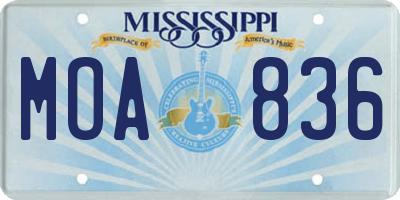 MS license plate MOA836