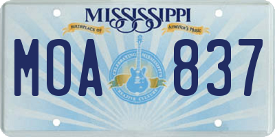 MS license plate MOA837