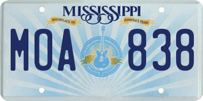 MS license plate MOA838