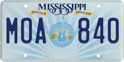 MS license plate MOA840