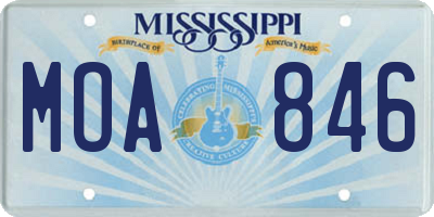 MS license plate MOA846