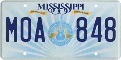MS license plate MOA848