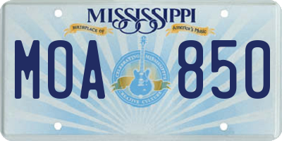 MS license plate MOA850
