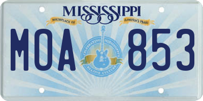 MS license plate MOA853