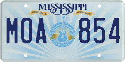 MS license plate MOA854