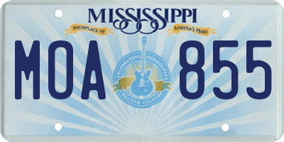 MS license plate MOA855