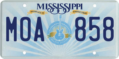 MS license plate MOA858