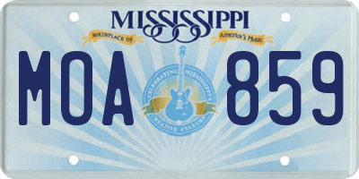 MS license plate MOA859