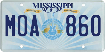 MS license plate MOA860