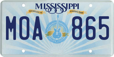MS license plate MOA865