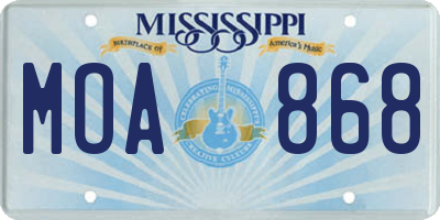 MS license plate MOA868