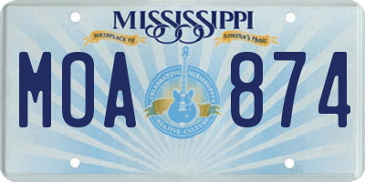 MS license plate MOA874