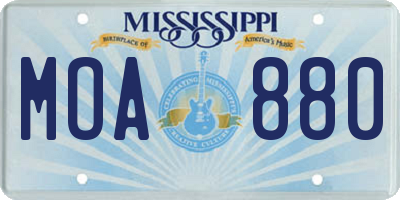 MS license plate MOA880