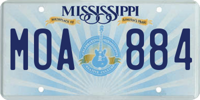 MS license plate MOA884