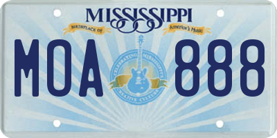 MS license plate MOA888