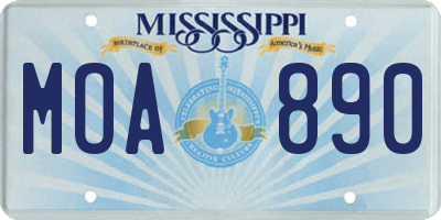 MS license plate MOA890