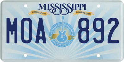 MS license plate MOA892