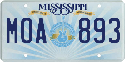 MS license plate MOA893