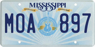 MS license plate MOA897