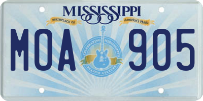 MS license plate MOA905
