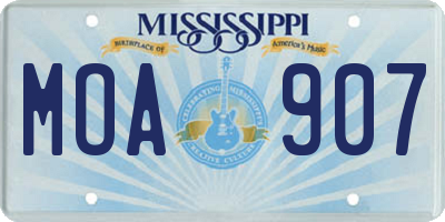 MS license plate MOA907