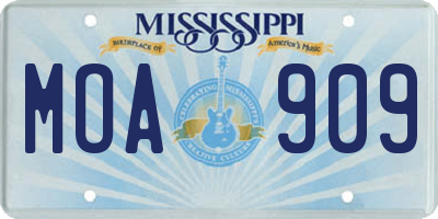 MS license plate MOA909
