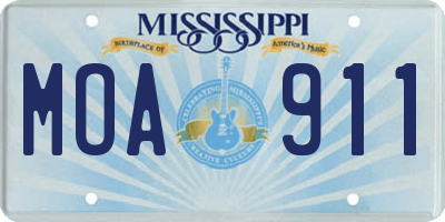 MS license plate MOA911