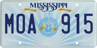 MS license plate MOA915
