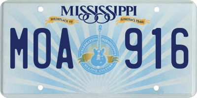 MS license plate MOA916