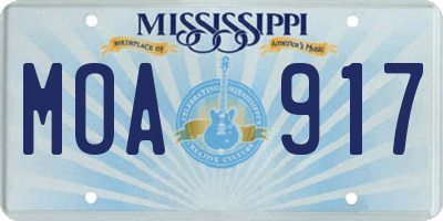 MS license plate MOA917