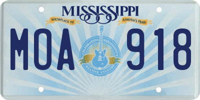 MS license plate MOA918