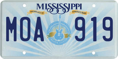 MS license plate MOA919