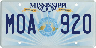 MS license plate MOA920