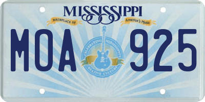 MS license plate MOA925