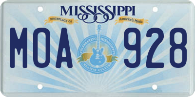 MS license plate MOA928