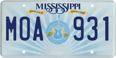 MS license plate MOA931