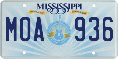MS license plate MOA936