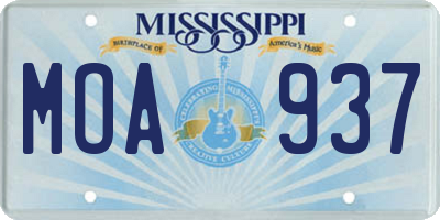 MS license plate MOA937