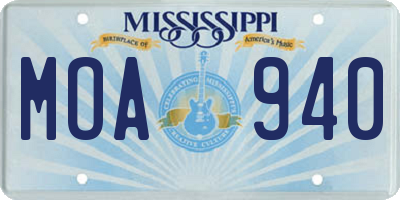 MS license plate MOA940